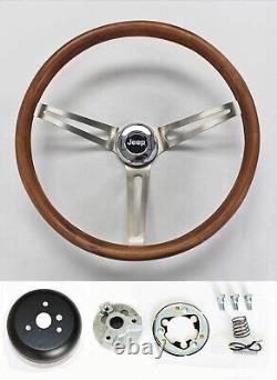 1976-1995 Jeep CJ7 CJ5 YJ Wrangler 15 Wood Steering Wheel Stained Grip 15