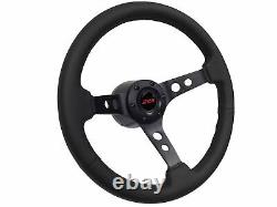 1985-92 Camaro IROC Z28 14 Black Leather 6-Bolt Steering Wheel Kit, Red Z28