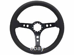 1985-92 Camaro IROC Z28 14 Black Leather 6-Bolt Steering Wheel Kit, Red Z28