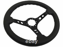 1985-92 Camaro IROC Z28 14 Black Leather 6-Bolt Steering Wheel Kit, Red Z28