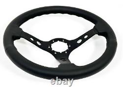 1985-92 Camaro IROC Z28 14 Black Leather 6-Bolt Steering Wheel Kit, Red Z28