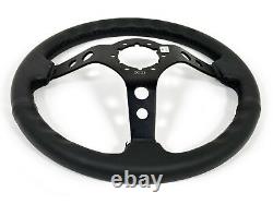 1985-92 Camaro IROC Z28 14 Black Leather 6-Bolt Steering Wheel Kit, Red Z28