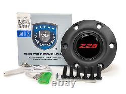 1985-92 Camaro IROC Z28 14 Black Leather 6-Bolt Steering Wheel Kit, Red Z28