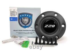 1990-2002 Chevy Camaro Z28 6 Bolt S6 Black Leather Steering Wheel Kit, White Z28