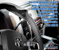 2009 2010 2011 2012 Dodge Ram 1500 2500 3500-Leather Steering Wheel Cover, Black