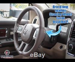 2009 2010 2011 2012 Dodge Ram 1500 2500 3500-Leather Steering Wheel Cover, Brown