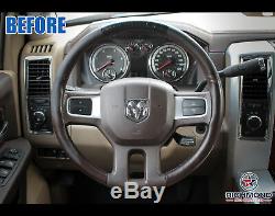 2009 2010 2011 2012 Dodge Ram 1500 2500 3500-Leather Steering Wheel Cover, Brown