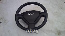 2010-2013 Infiniti G37 Sedan Steering Wheel Assembly Black Oem Used