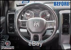 2013-2018 Dodge Ram 1500 2500 3500 Leather Wrap Steering Wheel Cover, Black