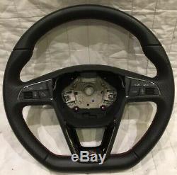 2013-2020 Seat 6f Leon Ibiza Arona Flat Bottem Steering Wheel Fr Red Stitching