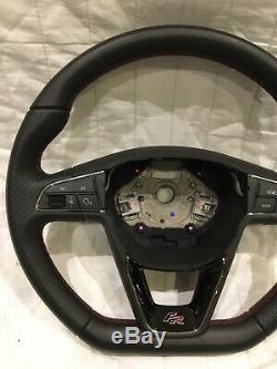 2013-2020 Seat 6f Leon Ibiza Arona Flat Bottem Steering Wheel Fr Red Stitching