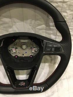 2013-2020 Seat 6f Leon Ibiza Arona Flat Bottem Steering Wheel Fr Red Stitching