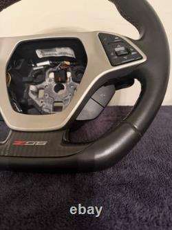 2015-2019 C7 Corvette Z06 OEM Steering Wheel Black with Carbon Fiber Red Stitch