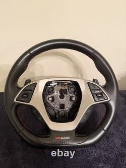 2015-2019 C7 Corvette Z06 OEM Steering Wheel Black with Carbon Fiber Red Stitch