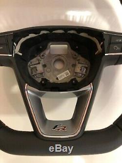 2015 Seat Leon Fr Flat Bottom Steering Wheel Leather Paddles 5f0419091s