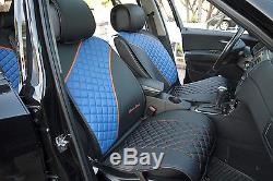 2016 Black Blue Car Seat Cover with Shift Knob Seat Belt Steering Wheel Covers Set
