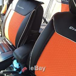 2016 Orange PVC Leather Car Seat Cover Set Head Rest Steering Wheel Shift Knob