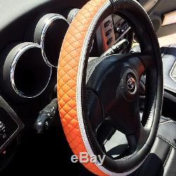 2016 Orange PVC Leather Car Seat Cover Set Head Rest Steering Wheel Shift Knob