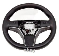 2017-2025 Tesla Model 3 Y Steering Wheel Black Leather OEM 1095222-00-L