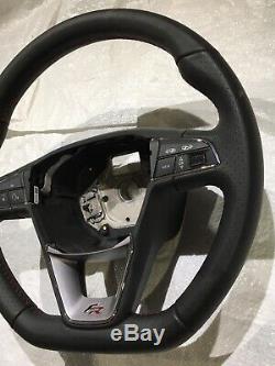 2017+ Seat 6f Leon Ibiza Arona Flat Bottem Steering Wheel Fr Red Stitching Mint