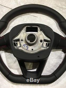 2017+ Seat 6f Leon Ibiza Arona Flat Bottem Steering Wheel Fr Red Stitching Mint