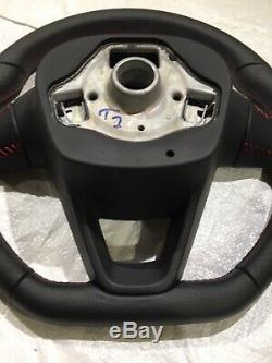 2017+ Seat 6f Leon Ibiza Arona Flat Bottem Steering Wheel Fr Red Stitching Mint