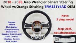 2018 2026 Jeep Wrangler Sahara Steering Wheel withOrange Stitching 7FM381Y4AD