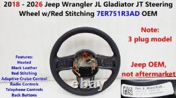 2018 -26 Jeep Wrangler JL Gladiator JT Steering Wheel withRed Stitching 7ER751R3AD