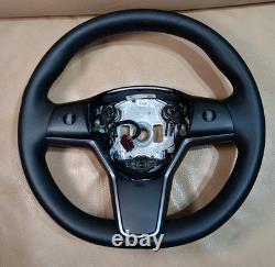 2021-2023 Tesla Model 3 M3 Steering Wheel Leather Black Heated OEM 1490214-00-B