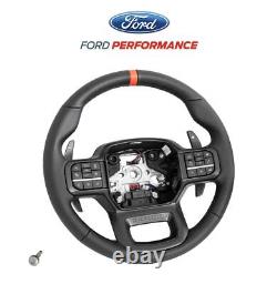 2021-2024 Ford F150 Raptor OEM M-3600-F15B Leather Steering Wheel Red Sightline