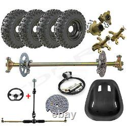 29 Go Kart Rear Axle Kit + 6 Wheels+ Seat + Steering Tie Rod Kit Drift Trike