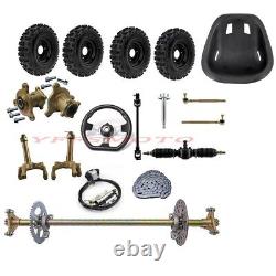 29 Rear Axle Kit 6'' Wheel Go Kart Seat Front Steering Wheel Sprocket Trike ATV