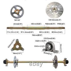 29 Rear Axle Kit 6'' Wheel Go Kart Seat Front Steering Wheel Sprocket Trike ATV