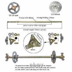 29 Rear Axle Kit Front Wheel Steering Tie Rod 6 Wheels Trike Cart Go Kart Seat