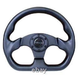 3-Spoke Matte Black Carbon Fiber D-Shape Steering Wheel w Flat Bottom
