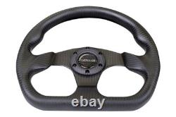 3-Spoke Matte Black Carbon Fiber D-Shape Steering Wheel w Flat Bottom