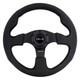 3-spoke Race Style Black Leather Reinforced Steering Wheel W Black Stitching