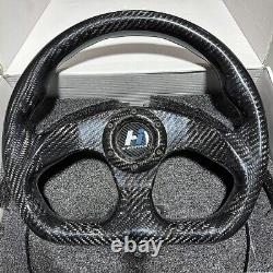 320mm 13 Flat Racing Steering Wheel Carbon Fiber Gloss Semicircle Jet 6 Holes