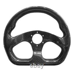 320mm 13 Flat Racing Steering Wheel Carbon Fiber Gloss Semicircle Jet 6 Holes