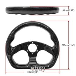 320mm 13 Flat Racing Steering Wheel Carbon Fiber Gloss Semicircle Jet 6 Holes