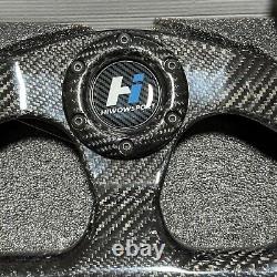 320mm 13 Flat Racing Steering Wheel Carbon Fiber Gloss Semicircle Jet 6 Holes
