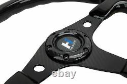 320mm 13 Flat Racing Steering Wheel Carbon Fiber Gloss Semicircle Jet 6 Holes