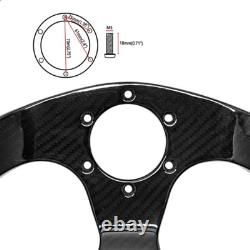 320mm 13 Flat Racing Steering Wheel Carbon Fiber Gloss Semicircle Jet 6 Holes