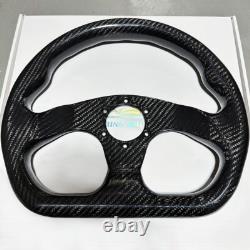 320mm 13 Flat Racing Steering Wheel Carbon Fiber Gloss Semicircle Jet 6 Holes