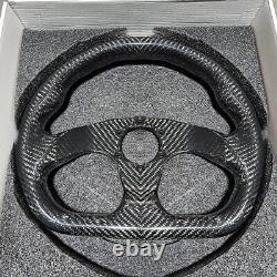 320mm 13 Flat Racing Steering Wheel Carbon Fiber Gloss Semicircle Jet 6 Holes