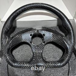320mm 13 Flat Racing Steering Wheel Carbon Fiber Gloss Semicircle Jet 6 Holes