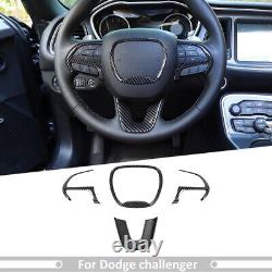 34x Carbon Fiber Full Interior Steering Wheel Cover Trim Kits For Challenger 15+