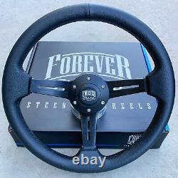 350mm 14 Black Leather Steering Wheel Toyota, JDM, Honda, Universal Fit Golf