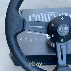 350mm 14 Black Leather Steering Wheel Toyota, JDM, Honda, Universal Fit Golf