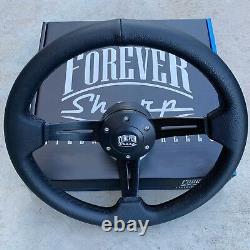 350mm 14 Black Leather Steering Wheel Toyota, JDM, Honda, Universal Fit Golf